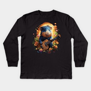 Guinea Pig Playing Guitar Kids Long Sleeve T-Shirt